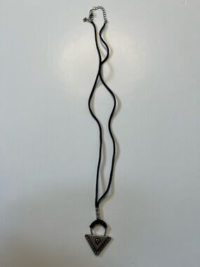 Black Cord Necklace with Silver Triangle Pendant